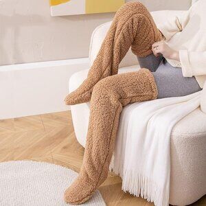 Over Knee High Fuzzy Camel Socks